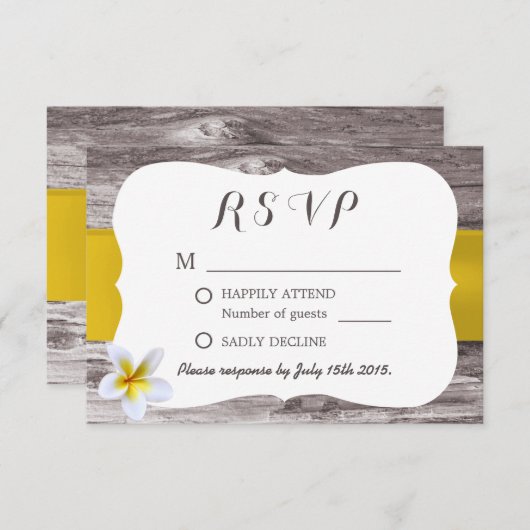 Classy White Frangipani Theme Wedding RSVP (Vorne/Hinten)