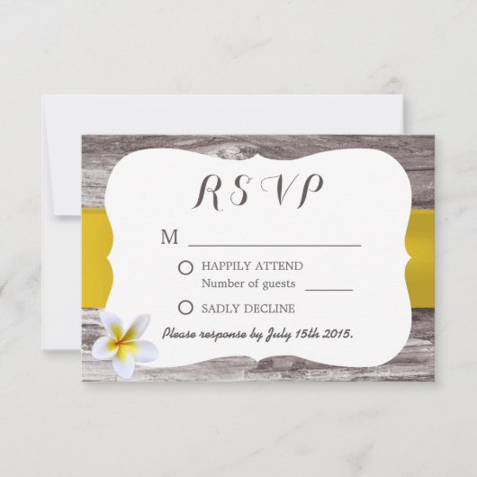 Classy White Frangipani Theme Wedding RSVP Karte (Vorderseite)