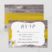 Classy White Frangipani Theme Wedding RSVP Karte (Vorne/Hinten)