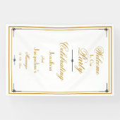Classy White & Gold Script Chic Hochzeit Willkomme Banner (Horizontal)