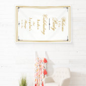 Classy White & Gold Script Chic Hochzeit Willkomme Banner (InSitu)