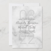 Classy White Marble Moderne Script Hochzeit Save The Date (Vorderseite)