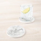 Classy White Marble Personalisiert Bridesmaiers Getränkeuntersetzer (Seite)