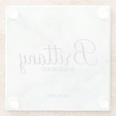 Classy White Marble Personalisiert Bridesmaiers Glasuntersetzer (Rückseite)