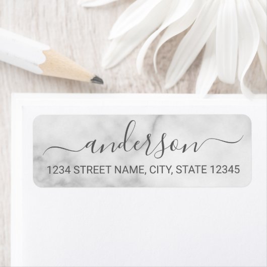 Classy White Marble Script-Rücksendeadresse (Insitu)