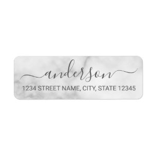 Classy White Marble Script-Rücksendeadresse