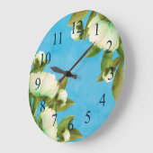 Classy White Peonies Floral Bouquet Große Wanduhr (Winkel)