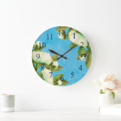 Classy White Peonies Floral Bouquet Große Wanduhr (Zuhause)