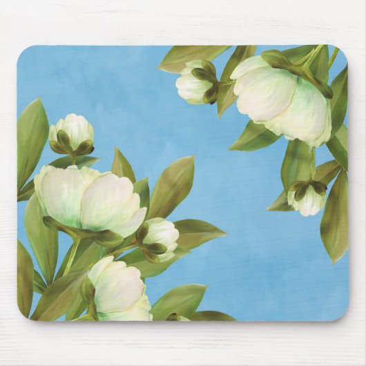 Classy White Peonies Floral Bouquet Mousepad (Vorne)