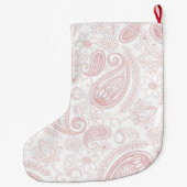 Classy White Rose Gold Glitzer Paisley Floral Großer Weihnachtsstrumpf (Rückseite)