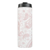 Classy White Rose Gold Glitzer Paisley Floral Thermosbecher (Vorderseite)
