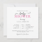 CLASSY WHITE SHOWER UMBRELLA BLUME, BABY RATTLE EINLADUNG (Rückseite)