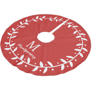 Classy White Vine Wreath & Family Name Polyester Weihnachtsbaumdecke