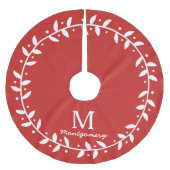 Classy White Vine Wreath & Family Name Polyester Weihnachtsbaumdecke (Vorderseite)