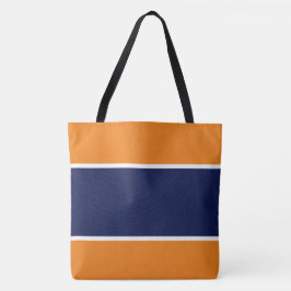 Classy Wide Navy Blue White Orange Summer Strips Tasche