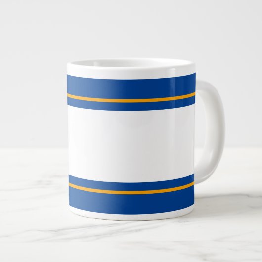 Classy Wide White Royal Gelb Rennstreifen Jumbo-Tasse (Vorderseite Rechts)