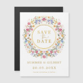 Classy Wildblume Garden Wreath Save the Date Magnetkarte (Vorne/Hinten)