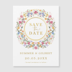 Classy Wildblume Garden Wreath Save the Date Magnetkarte