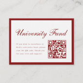 Classy Wine Red University Fund QR Code Graduation Begleitkarte (Vorderseite)