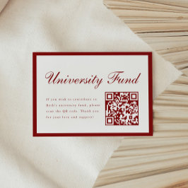 Classy Wine Red University Fund QR Code Graduation Begleitkarte