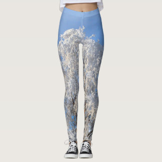 Classy Winter Frost Tree and Branch Designed Leggings