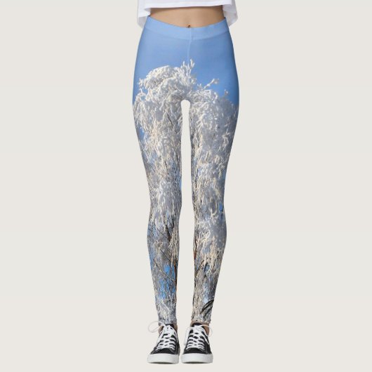 Classy Winter Frost Tree and Branch Designed Leggings (Vorderseite)