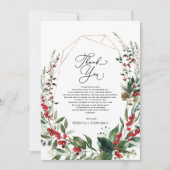 Classy Winter Greenery Red Berries Photo Dankeskarte (Vorderseite)