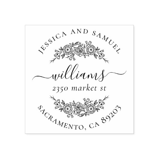 Classy Wreath Couple Typografy Rücksendeadresse Gummistempel (Prägung)