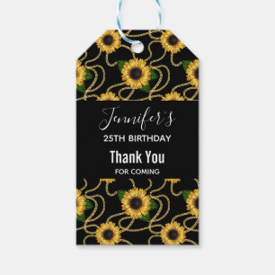 Classy Yellow Sunblumen Stilvolles Muster Geburtst Geschenkanhänger