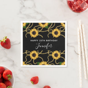 Classy Yellow Sunblumen Stilvolles Muster Geburtst Serviette
