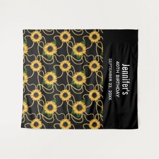 Classy Yellow Sunblumen Stilvolles Muster Geburtst Wandteppich (Vorderseite (Horizontal))