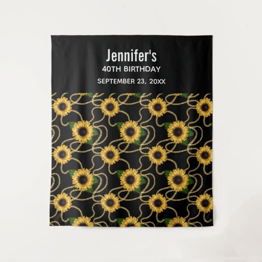 Classy Yellow Sunblumen Stilvolles Muster Geburtst Wandteppich (Vorderseite)