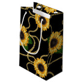 Classy Yellow Sunflowers Stilvolles Muster Vielen Kleine Geschenktüte (Rückseite Schrägansicht)