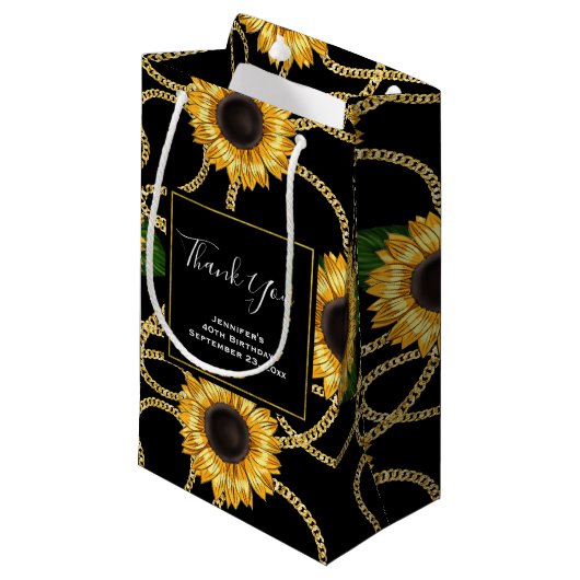 Classy Yellow Sunflowers Stilvolles Muster Vielen Kleine Geschenktüte (Vorderseite Schrägansicht)