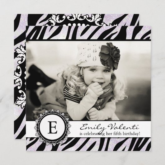 Classy Zebra Geburtstagsparty Einladung (Vorne/Hinten)