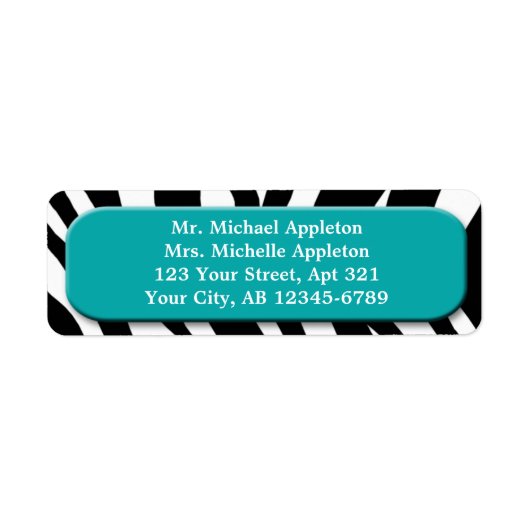 Classy Zebra Print Aquamarin Address Labels (Vorne)