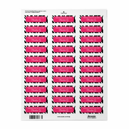 Classy Zebra Print Berry Kitchen Baking Labels (Vorne)