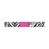 Classy Zebra Print Hot Pink Wedding Initial Date Einladungsbanderole (Flach)