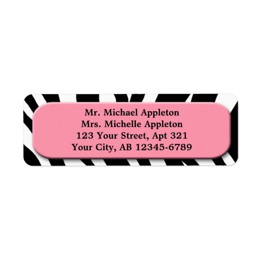 Classy Zebra Print Pink Address Labels (Vorne)