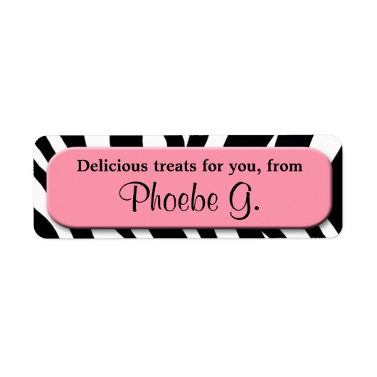 Classy Zebra Print Pink Kitchen Baking Labels (Vorne)