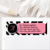 Classy Zebra Print Pink Monogram Address Labels (Insitu)