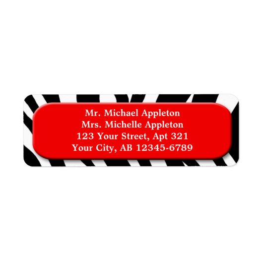 Classy Zebra Print Red Address Labels (Vorne)