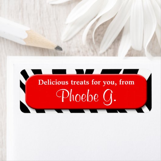 Classy Zebra Print Red Kitchen Baking Labels (Insitu)