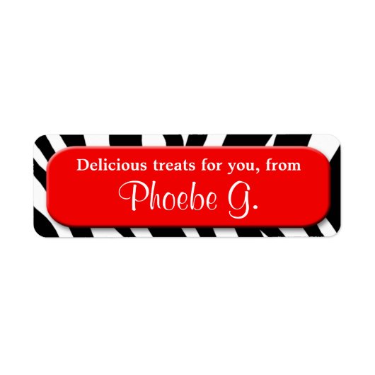 Classy Zebra Print Red Kitchen Baking Labels (Vorne)