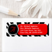 Classy Zebra Print Red Monogram Address Labels (Insitu)