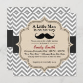 Classy Zickzack Mustache Little Man Babydusche Einladung (Vorne/Hinten)
