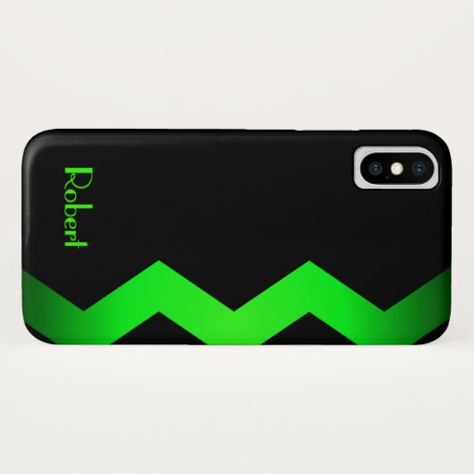 Classy Zig zag Green Personalisiert Case-Mate iPhone Hülle (Rückseite (Horizontal))