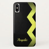 Classy Zig zag Yellow Personalisiert Case-Mate iPhone Hülle (Rückseite)