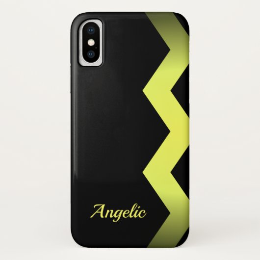 Classy Zig zag Yellow Personalisiert Case-Mate iPhone Hülle (Rückseite)