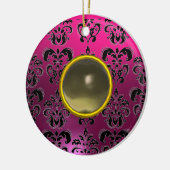CLASSYBLACK PINK LILA FUCHSIA DAMASK GEM KERAMIK ORNAMENT (Links)